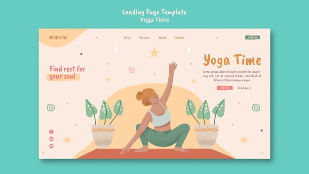 PSD landing page template for yoga time
