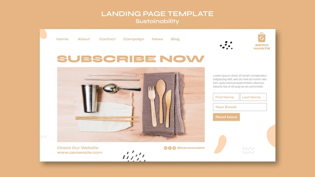 Landing page template for zero waste lifestyle