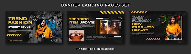 PSD landing page urban fashion black collection set template