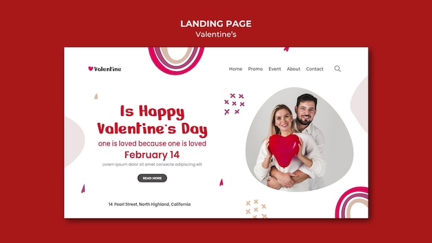 PSD pagina di destinazione per san valentino con coppia