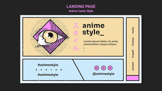 PSD landing page w stylu komiksowym anime