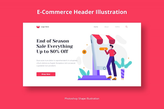 PSD landing page website illustration