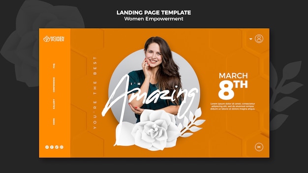 landing page for women empowerment with encouraging word