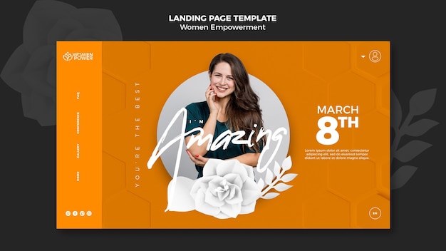 PSD landing page for women empowerment with encouraging word