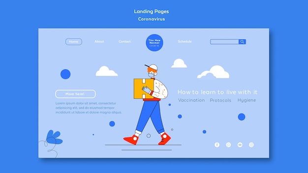 Landingspagina sjabloon voor coronavirus nieuwe normale levensstijl