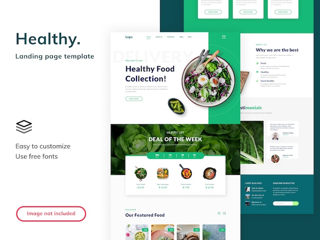 Landingspagina sjabloon voor gezonde voeding