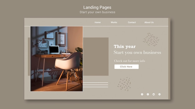 Landingspagina-sjabloon voor het starten van een eigen bedrijf