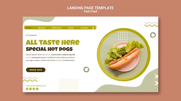 PSD landingspagina sjabloon voor hotdogrestaurant