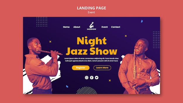 Landingspagina sjabloon voor jazzmuziekevenement