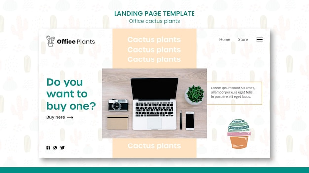 Landingspagina-sjabloon voor kantoorwerkruimteplanten