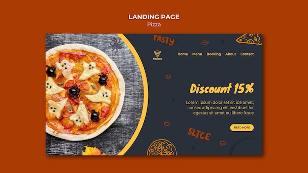 PSD landingspagina sjabloon voor pizzarestaurant