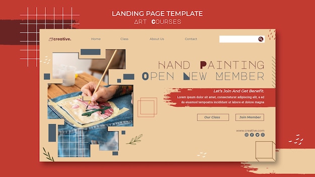PSD landingspagina-sjabloon voor schilderlessen