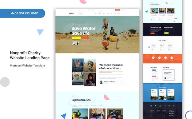 Landingspagina van website voor non-profit liefdadigheid