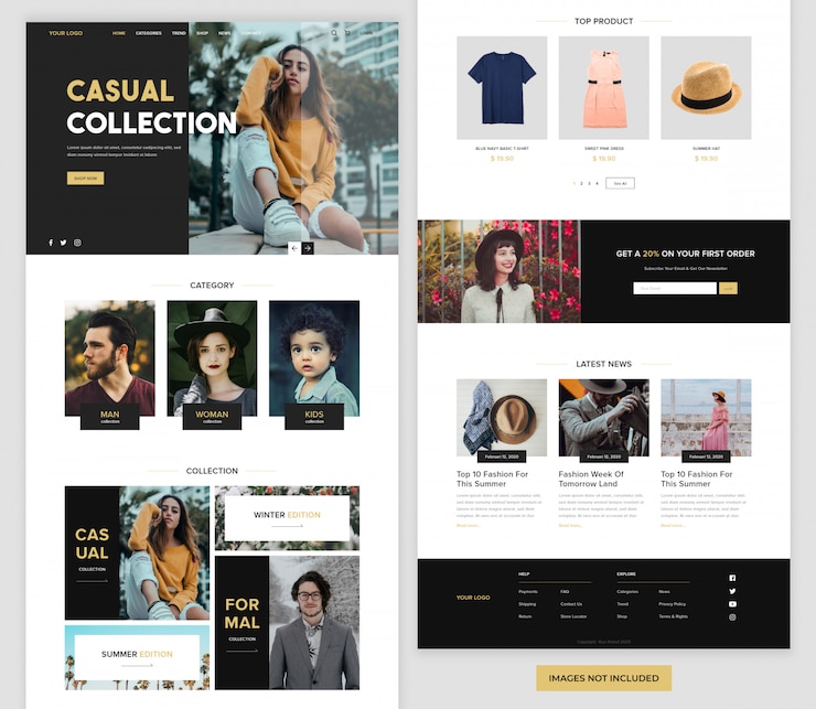 PSD landingspagina voor mode e-commerce website