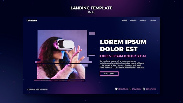 Landingsside-skabelon til virtual reality