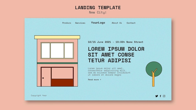 Landingssidemal for ny by med bygninger