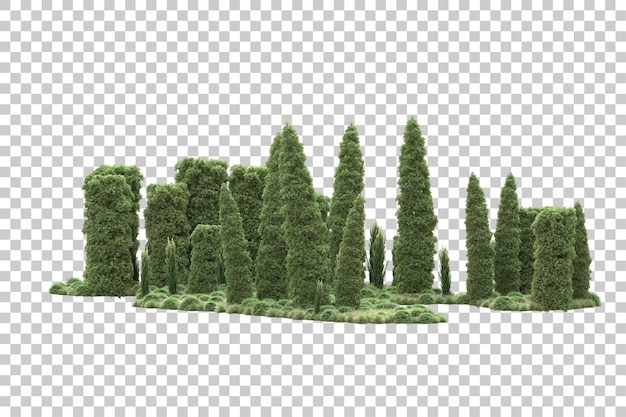 Landscape arrangement isolated on transparent background 3d rendering illustration