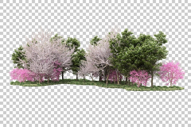 PSD landscape arrangement isolated on transparent background 3d rendering illustration