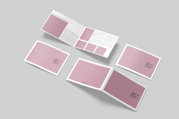 PSD landscape bifold brochure mockup isolated