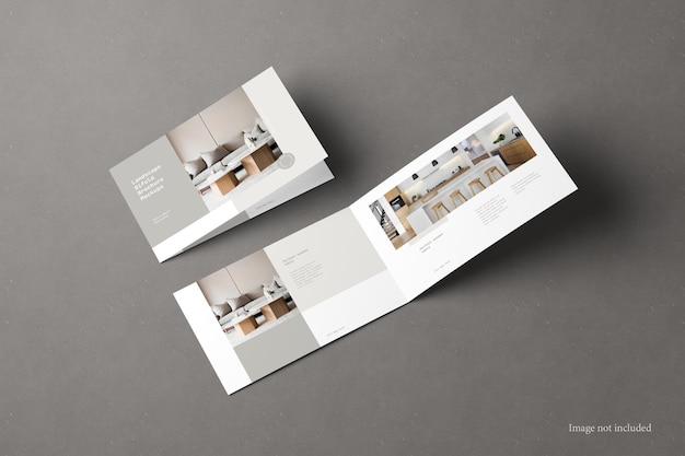 Landscape bifold brochure mockup perspective view