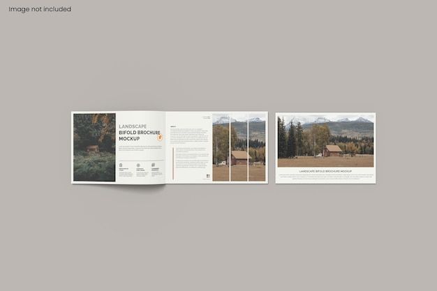 PSD landscape bifold brochure mockup