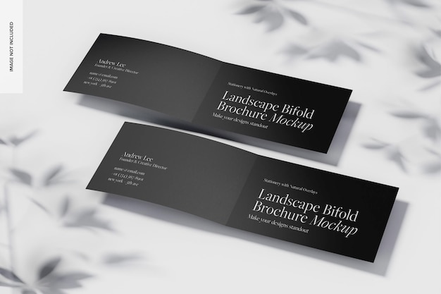 Landscape Bifold Brochures Mockup, Perspective