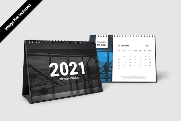 PSD landscape calendar mockup with spiral bound