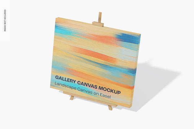 PSD landscape canvas on easel mockup, perspective