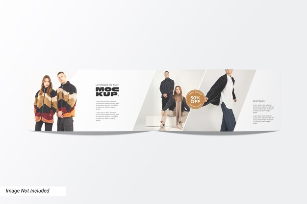 Landscape DL Bifold Flyer Mockup Vista superiore