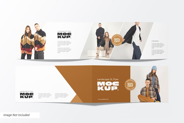 PSD landscape dl bifold flyer mockup widok górny