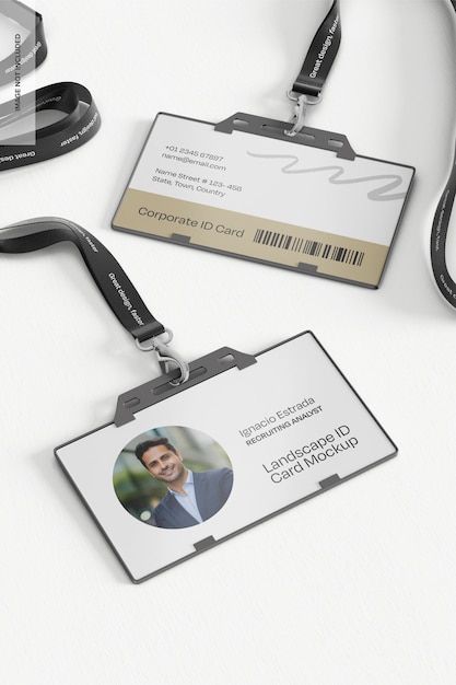 PSD landscape id cards mockup