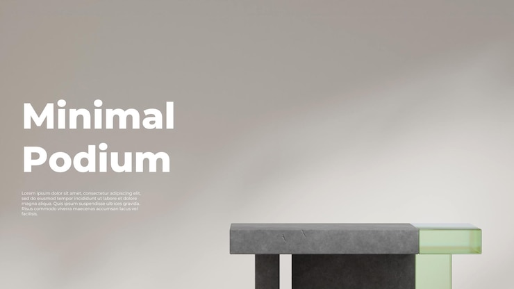 PSD in landscape light gray wall rendering 3d blank mockup concrete and glass textured podium