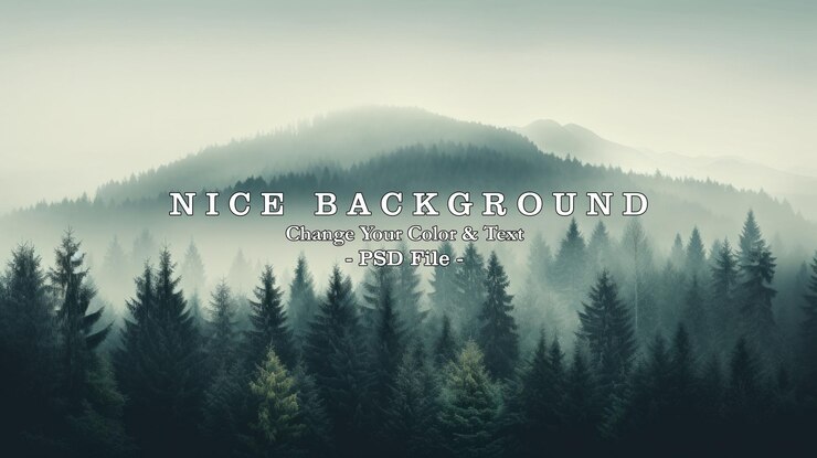 PSD landscape misty mountain and fir forest with foggy in hipster vintage style generate ai image