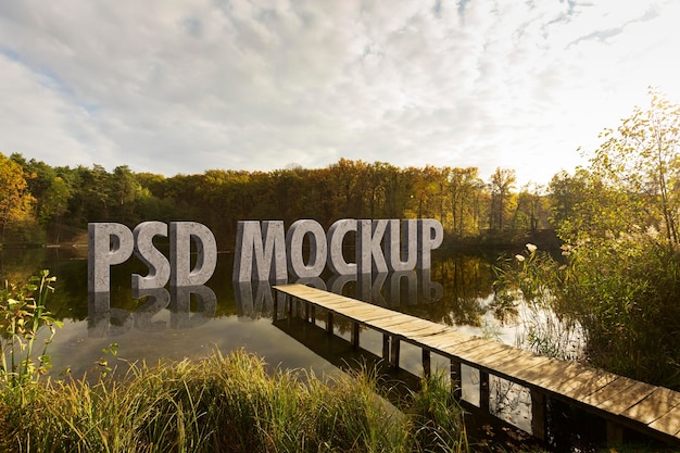 PSD mock-up di paesaggio con vista sulla natura