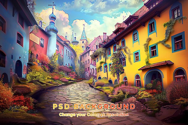 PSD landscape painting with artistic conception