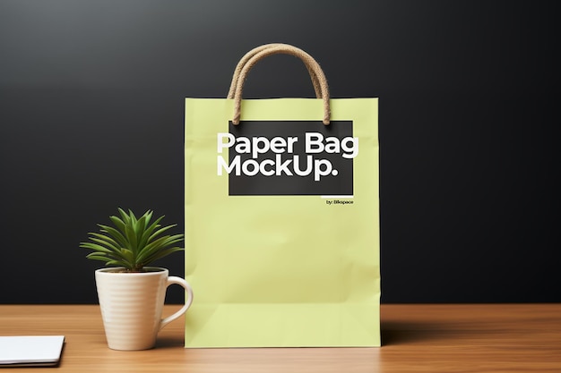 PSD landscape paper bag mockup