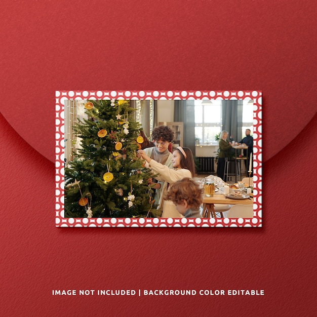 Landscape paper frame mockup voor kerstmis