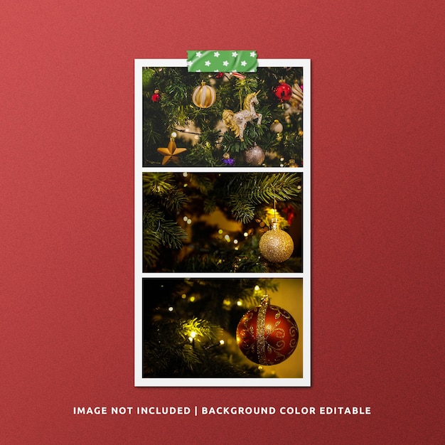 PSD landscape paper frame photo mockup for christmas