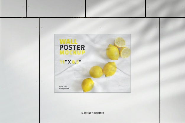 Mockup di poster di paesaggio con sovrapposizione di ombre