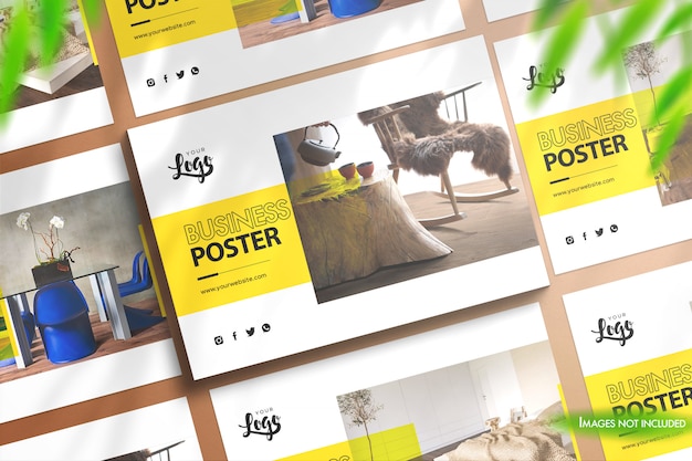 Landscape Posters Mockup voor 3 verschillende sjablonen