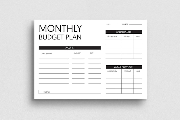 PSD landscape simple budget planner