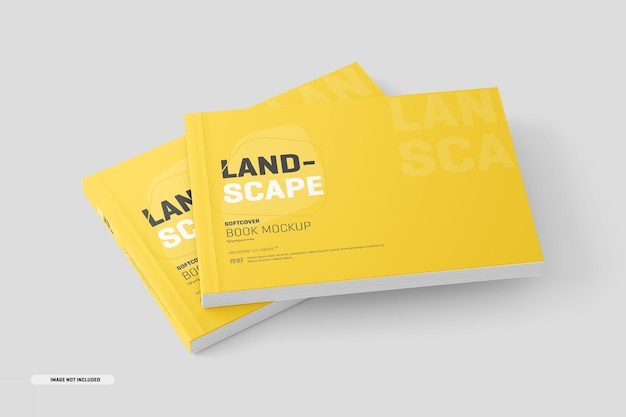 Landscape softcover book mockup