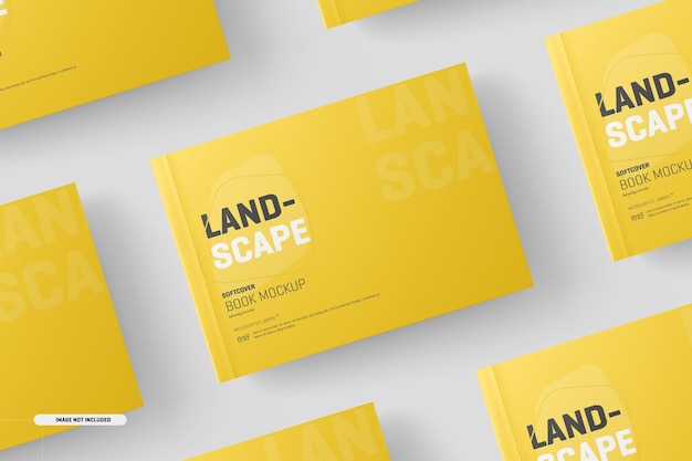 PSD landscape softcover book mockup