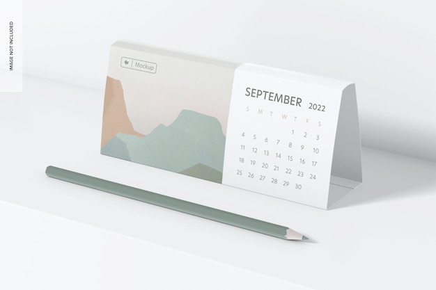 Макет календаря с горизонтальным расположением, вид в перспективе
