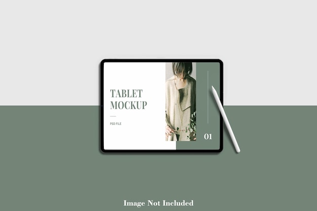 PSD mockup di schermo tablet orizzontale con matita psd premium