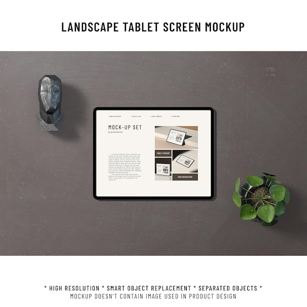 PSD landscape tablet screen mockup