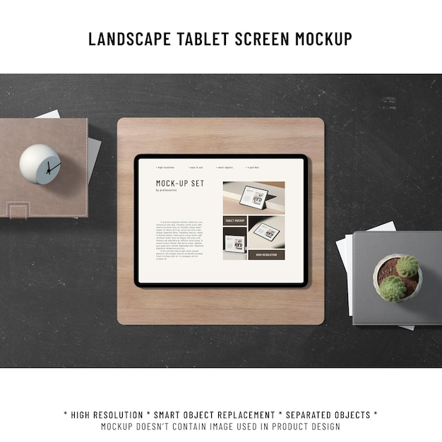 PSD landscape tablet screen mockup