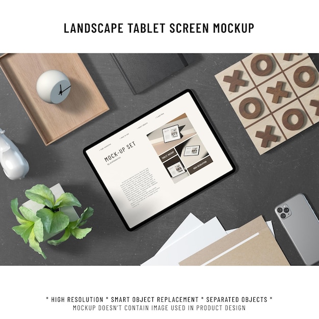 PSD landscape tablet screen mockup