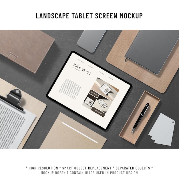 Landscape tablet screen mockup