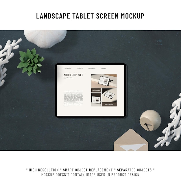 PSD landscape tablet screen mockup